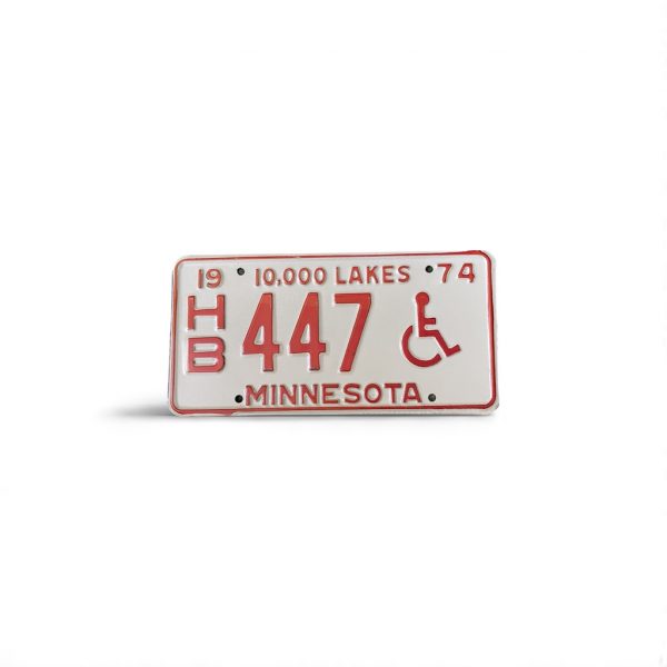 1974 MINNESOTA LICENSE PLATE DISABLED 447 3-DIGIT