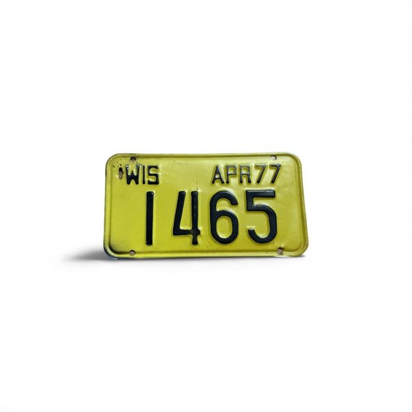 1977 WISCONSIN MOTORCYCLE LICENSE PLATE 1465 LOW NUMBER