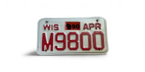 1990 WISCONSIN MOTORCYCLE LICENSE PLATE M9800