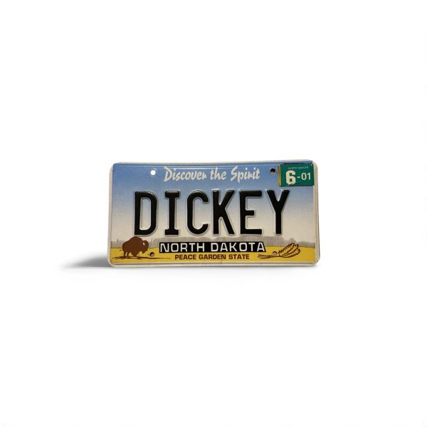 2001 NORTH DAKOTA LICENSE PLATE VANITY DICKEY