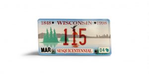2004 WISCONSIN LICENSE PLATE SESQUICENTENNIAL 115 LOW NUMBER 3-DIGIT