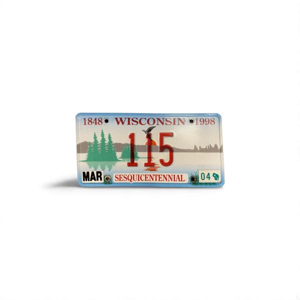 2004 WISCONSIN LICENSE PLATE SESQUICENTENNIAL 115 LOW NUMBER 3-DIGIT