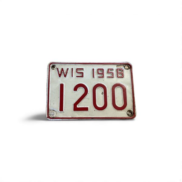 1958 WISCONSIN MOTORCYCLE LICENSE PLATE RARE 1200