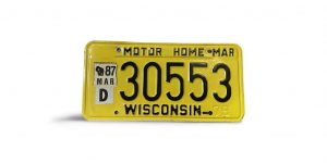 1986 WISCONSIN LICENSE PLATE 30553 MOTOR HOME