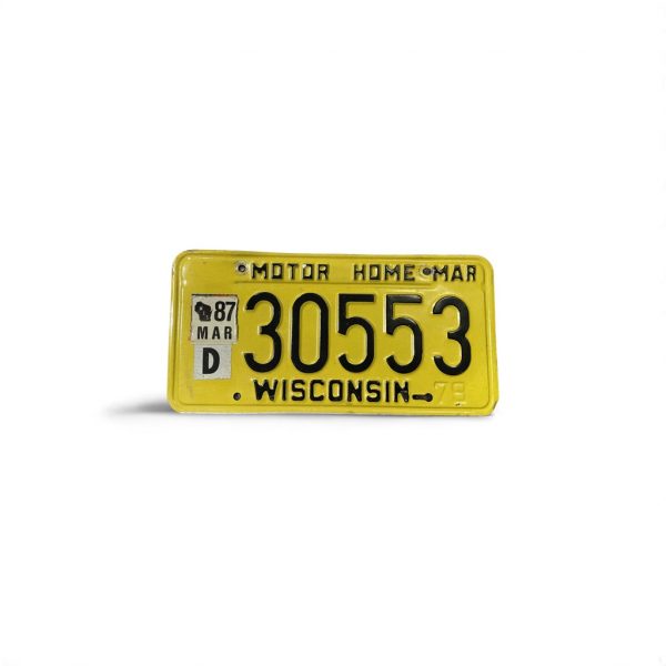 1986 WISCONSIN LICENSE PLATE 30553 MOTOR HOME