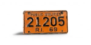 1969 RHODE ISLAND 21205 PUBLIC UTILITIES LICENSE PLATE