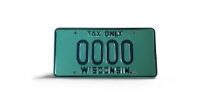 WISCONSIN SAMPLE LICENSE PLATE TAX ONLY 0000 RARE INCLUDES ORIGINAL ENVELOPE
