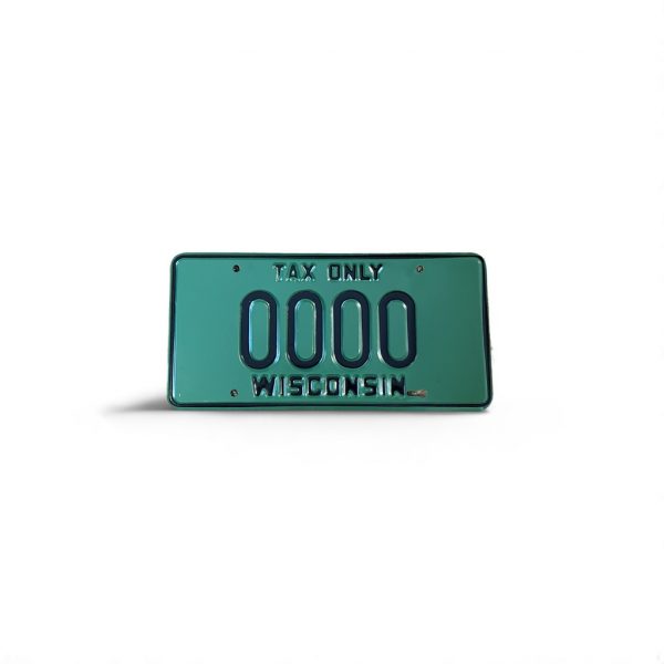WISCONSIN SAMPLE LICENSE PLATE TAX ONLY 0000 RARE INCLUDES ORIGINAL ENVELOPE