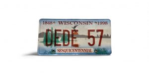 1998 WISCONSIN VANITY LICENSE PLATE DEDE 57 SESQUICENTENNIAL