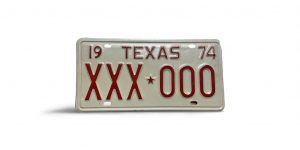 1974 TEXAS LICENSE PLATE XXX 000 SAMPLE