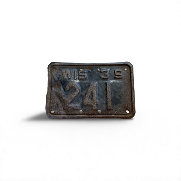 1939 WISCONSIN MOTORCYCLE LICENSE PLATE RARE 241 LOW NUMBER 3-DIGIT