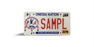 2022 WISCONSIN SAMPLE LICENSE PLATE TRIBAL ONEIDA NATION GLOBAL WAR ON TERRORISM