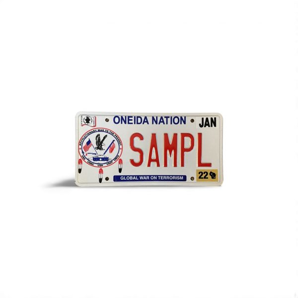 2022 WISCONSIN SAMPLE LICENSE PLATE TRIBAL ONEIDA NATION GLOBAL WAR ON TERRORISM