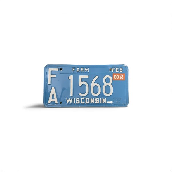 1980 WISCONSIN FARM LICENSE PLATE 1568