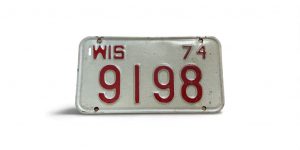 1974 WISCONSIN MOTORCYCLE LICENSE PLATE 9198 LOW NUMBER