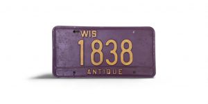 WISCONSIN ANTIQUE LICENSE PLATE 1838