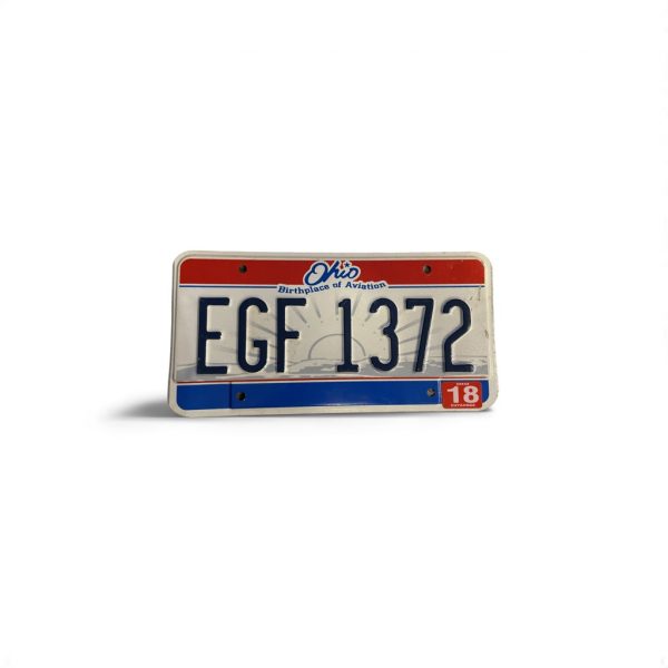 2018 OHIO LICENSE PLATE EGF 1372 AVIATION