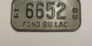 1983 WISCONSIN FOND DU LAC BICYCLE BIKE LICENSE PLATE 6652