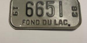 1983 WISCONSIN FOND DU LAC BICYCLE BIKE LICENSE PLATE 6651