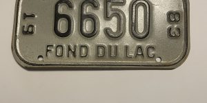 1983 WISCONSIN FOND DU LAC BICYCLE BIKE LICENSE PLATE 6650