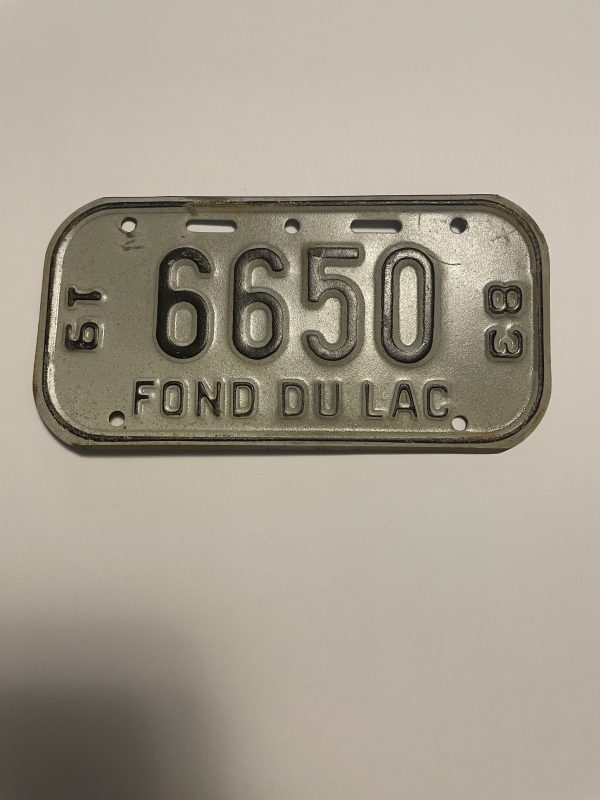 1983 WISCONSIN FOND DU LAC BICYCLE BIKE LICENSE PLATE 6650