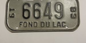 1983 WISCONSIN FOND DU LAC BICYCLE BIKE LICENSE PLATE 6649