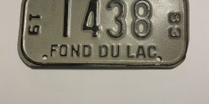 1983 WISCONSIN FOND DU LAC BICYCLE BIKE LICENSE PLATE 1438