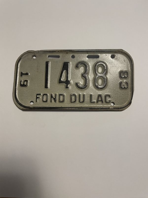 1983 WISCONSIN FOND DU LAC BICYCLE BIKE LICENSE PLATE 1438