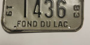 1983 WISCONSIN FOND DU LAC BICYCLE BIKE LICENSE PLATE 1436