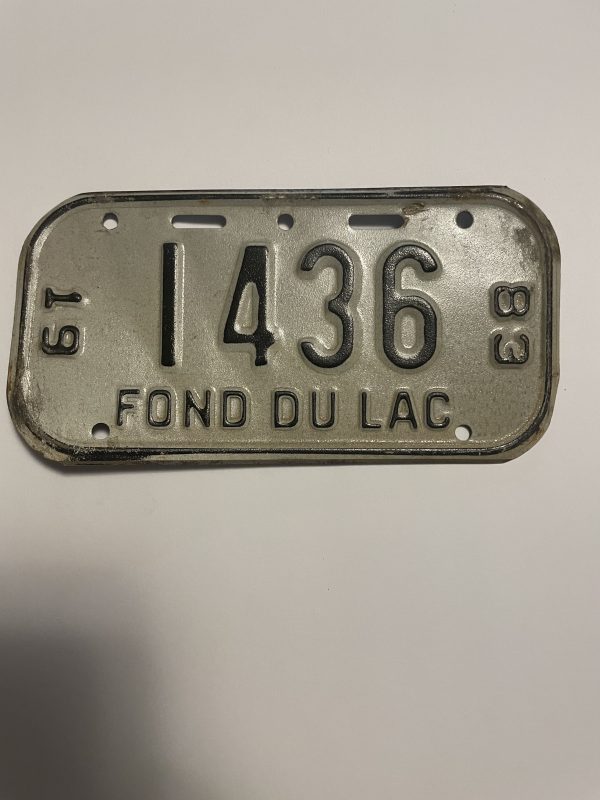 1983 WISCONSIN FOND DU LAC BICYCLE BIKE LICENSE PLATE 1436