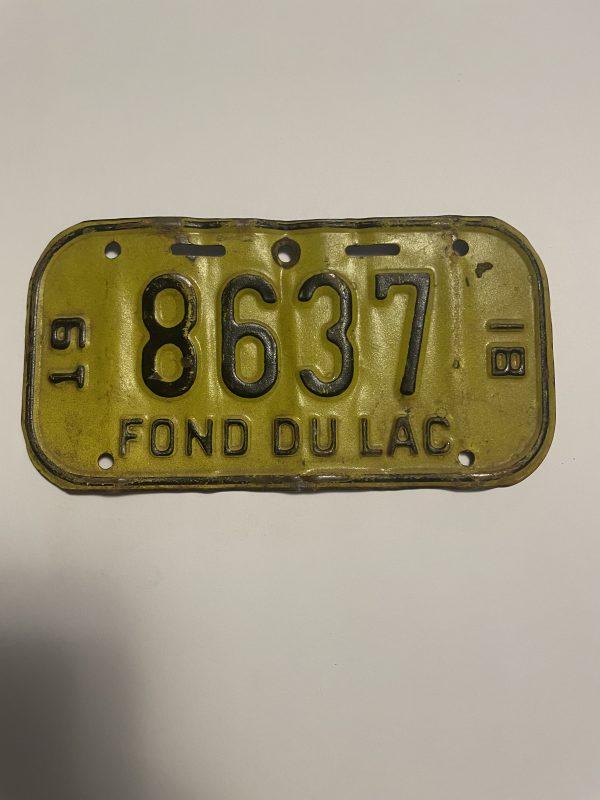 1981 WISCONSIN FOND DU LAC BICYCLE BIKE LICENSE PLATE 8637