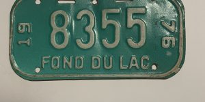 1976 WISCONSIN FOND DU LAC BICYCLE BIKE LICENSE PLATE 8355