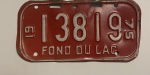 1975 WISCONSIN FOND DU LAC BICYCLE BIKE LICENSE PLATE 13819