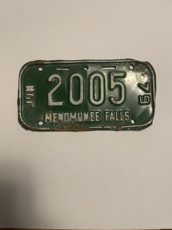 1979 JUNE WISCONSIN MENOMINEE FALLS BICYCLE BIKE LICENSE PLATE 2005