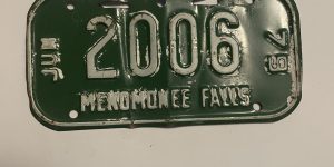 1979 JUNE WISCONSIN MENOMINEE FALLS BICYCLE BIKE LICENSE PLATE 2006