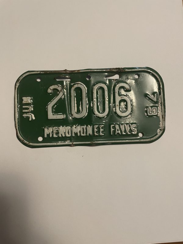 1979 JUNE WISCONSIN MENOMINEE FALLS BICYCLE BIKE LICENSE PLATE 2006