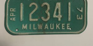 1973 APRIL WISCONSIN MILWAUKEE BICYCLE BIKE LICENSE PLATE 12341